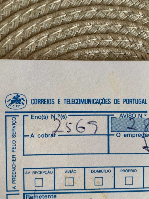 Papel nota antigo Aviso de entrega ctt