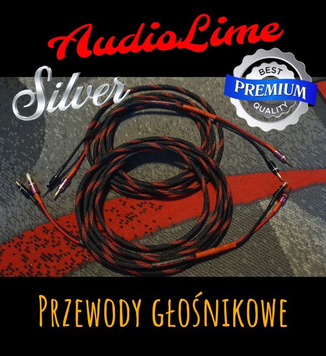 Przewody głośnikowe "AudioLime" Silver Premium Quality - czytaj opis.