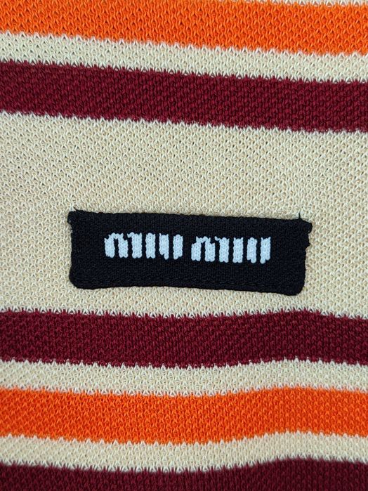 Поло Miu Miu Silk And Cotton Knit Polo Shirt cream