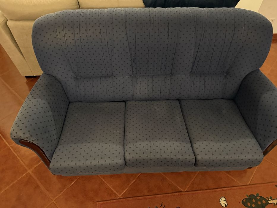 Sofa antigo azul 3 lugares