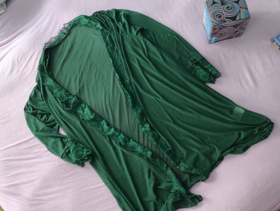 Szlafrok zieleń butelkowa L XL nowy