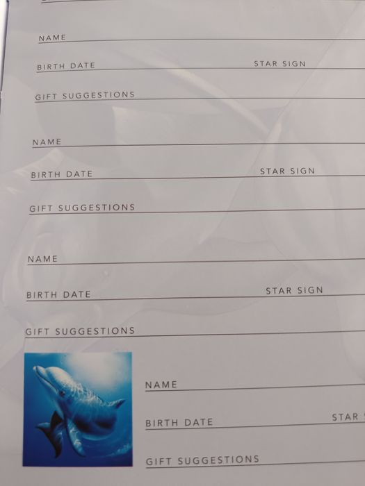 Agenda Aniversários/Endereços. Ilustrações magníficas de Golfinhos,etc