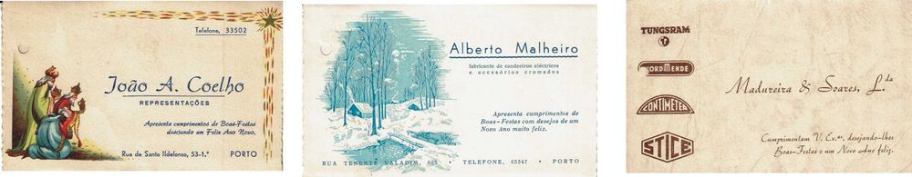 3 Postais de Natal antigos - 1960 - circulados