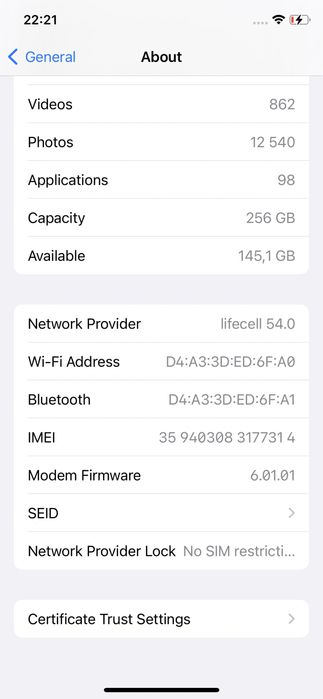 Iphone X 256 GB Silver