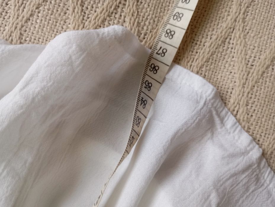 M&S 7-8L biała naturalna sukienka długa midi maxi