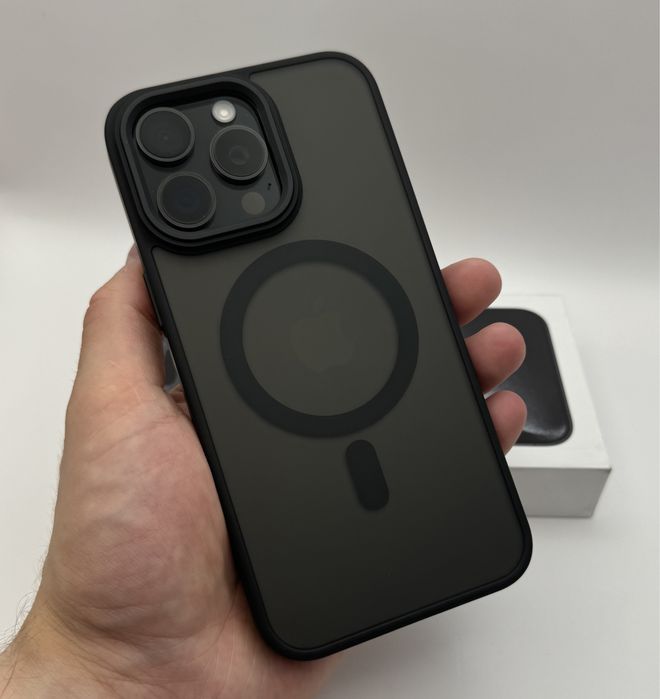 Матовый чехол IPhone 14 Pro Max Grey MagSafe, 16 Pro Max-12 Pro, Black