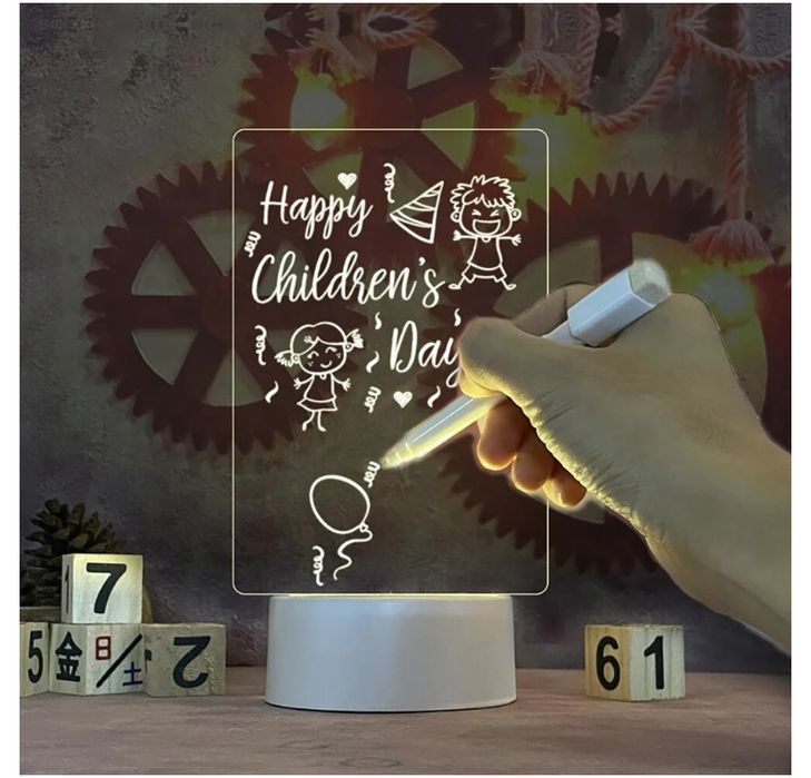 LED ночник планер , светящийся планшет для рисования с фломастером