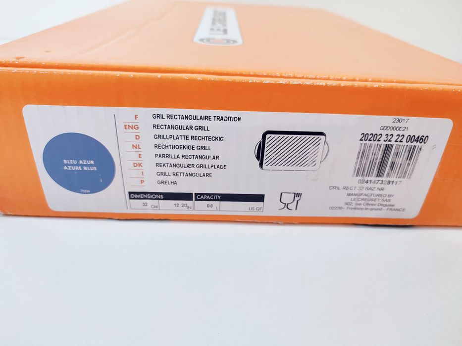 Patelnia grillowa Le Creuset 33 X 22 cm żeliwna lazurowa