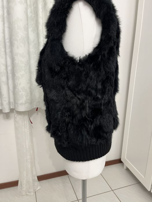Kamizelka futro z krolika czarne S/M