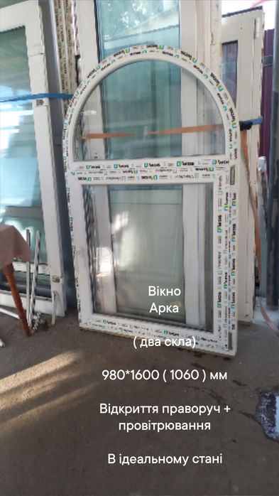 Окно / вікно ш.570* в.1500мм, відкриття праворуч + провітрювання