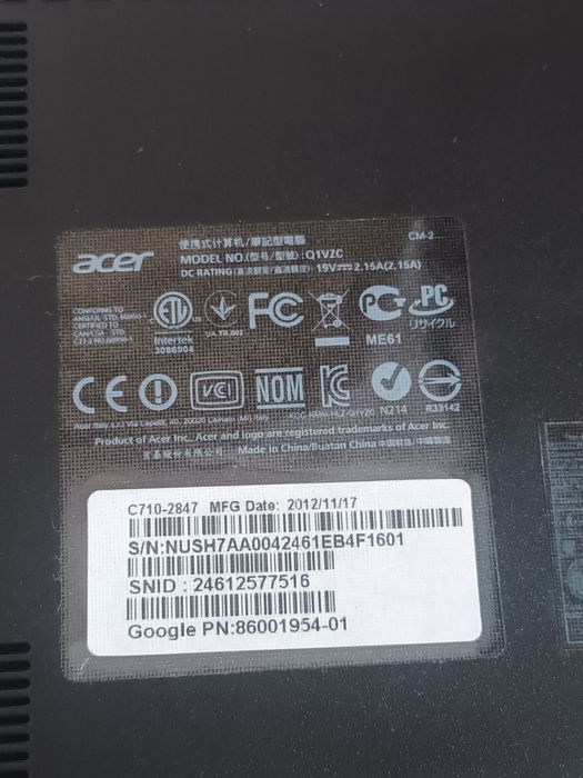 Chromebook Acer C710 Intel 847