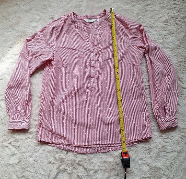 Bluzka Tom Tailor w biało-czerwone paski i białe kropki, rozmiar 34 (XS)