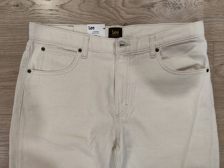 Spodnie jeansy Lee Oscar white dżinsy męskie luźne białe lato 34/34