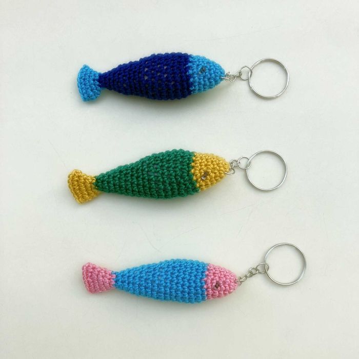 Porta-chaves/chaveiro em forma de Peixe 3D em crochet amigurumi - artigo novo