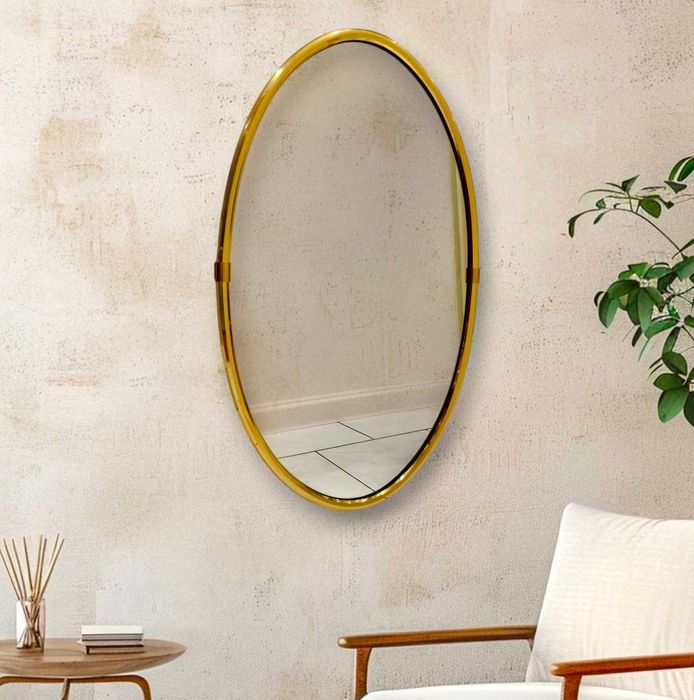Lustro owalne lata 60, mid-century modern, 80 x 51 cm