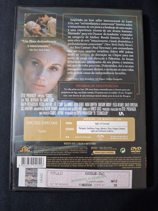 DVD Exodus com Paul Newman.