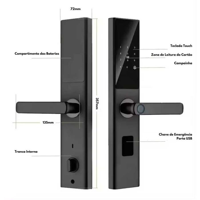 Fechadura Inteligente Biométrica Impressão Digital Cartão WI-FI TUYA