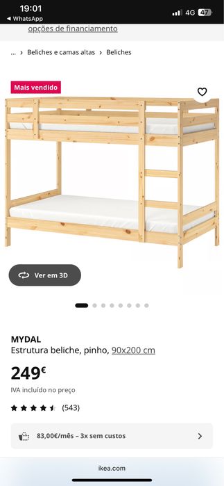 Beliche Ikea, estrutura dem pinho