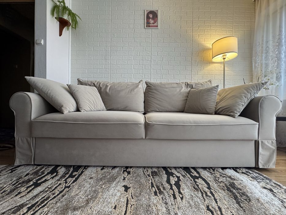 Elegancka sofa ZOYA LUX 3DL – beżowa, funkcja spania, jak nowa!