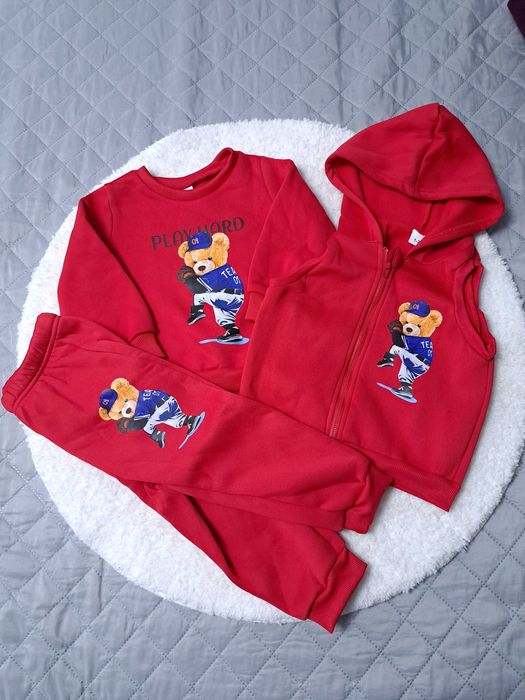 Komplet dresowy ocieplany 3-częściowy na wiek 1-2 lata