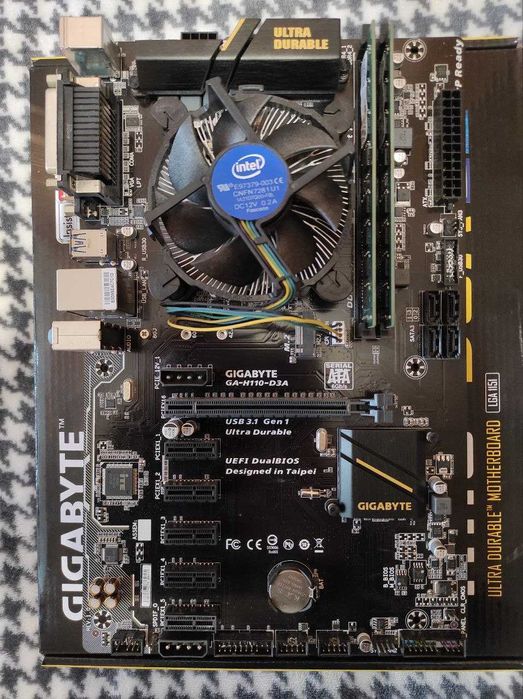 Материнская плата (Gigabyte GA-H110-D3A) , ОЗУ (8Gb) , Процессор.
