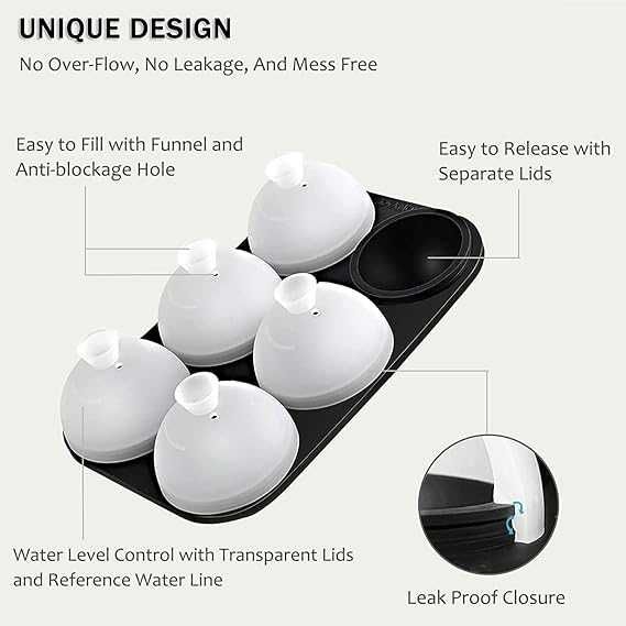 Silikonowa forma do kostek lodu 5cm nie zawiera BPA - 4 zestawy 24 szt