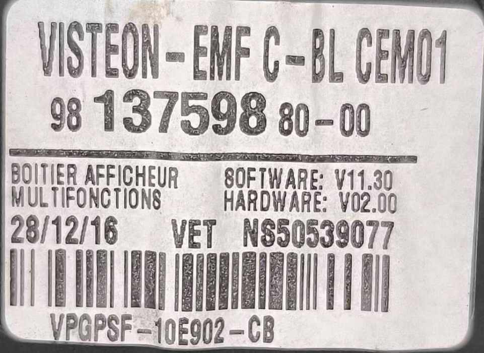 Display / Ecrã de Informações 9813759880-00 - CITROËN C3 III