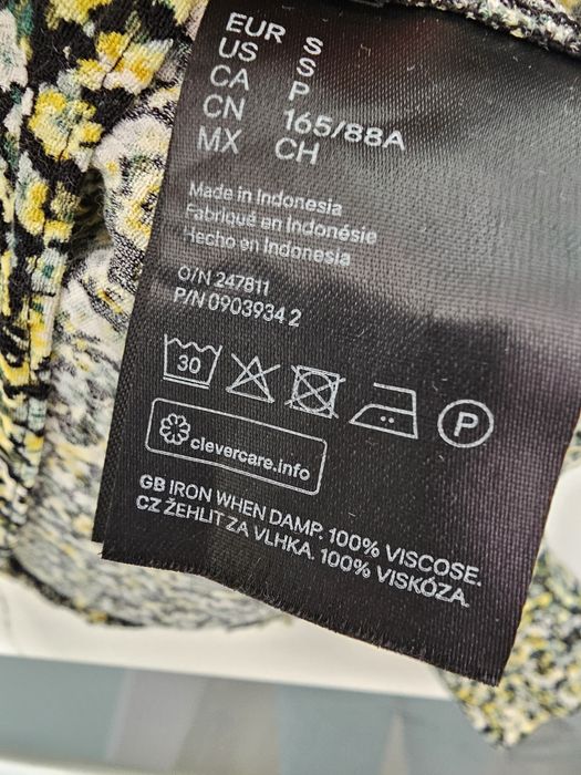 Bluzka w kwiaty bufiaste rękawy S 36 H&M wiskoza