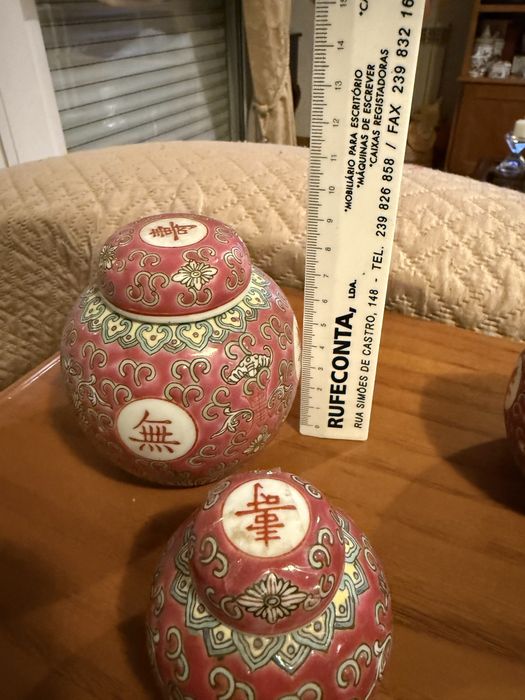 Conjunto 3 potes orientais em porcelana