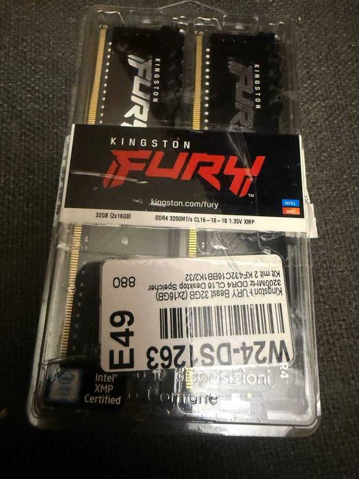 Kingston Fury Beast DDR4 32 GB 16x2 kit 3200 MHZ нова