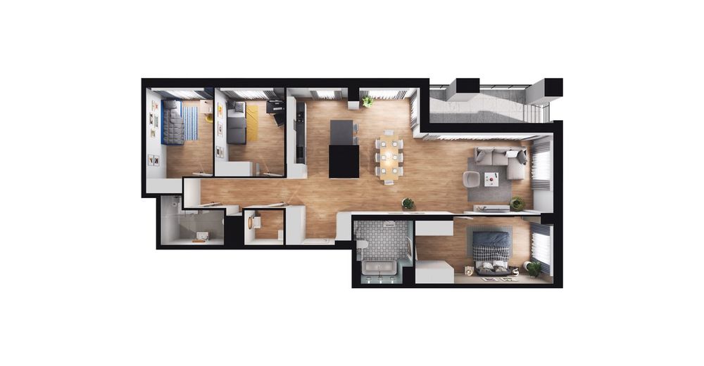 4-pokojowe mieszkanie 100 m² + loggia Bezpośrednio - View 3