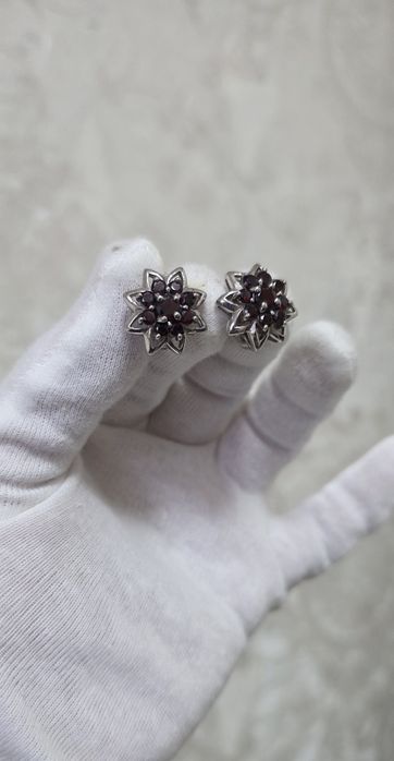 Срібний набір з гранатом.