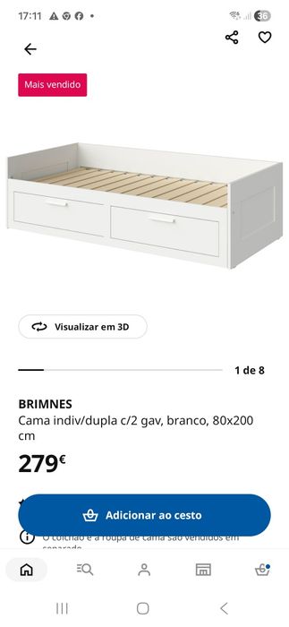 Cama individual ou casal com gavetas (Brimnes)