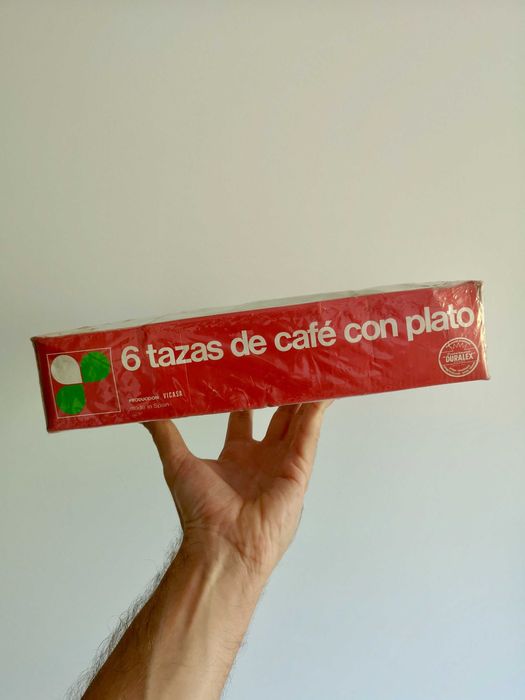 Conjunto de chávenas de café e pires vintage Duralex 2000/Vicasa verde