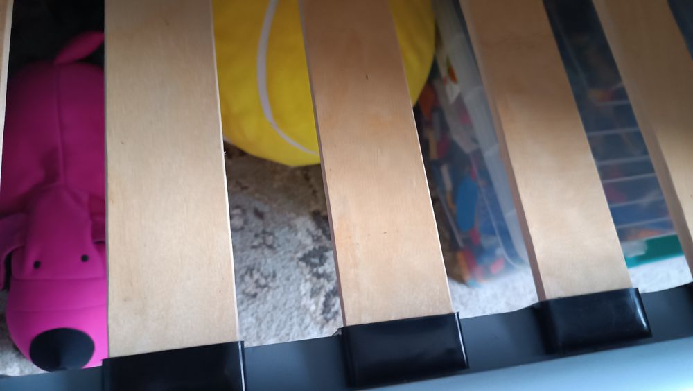 Двоповерхове ліжко сіре дерев'яне із матрацами і великими шухлядами 10