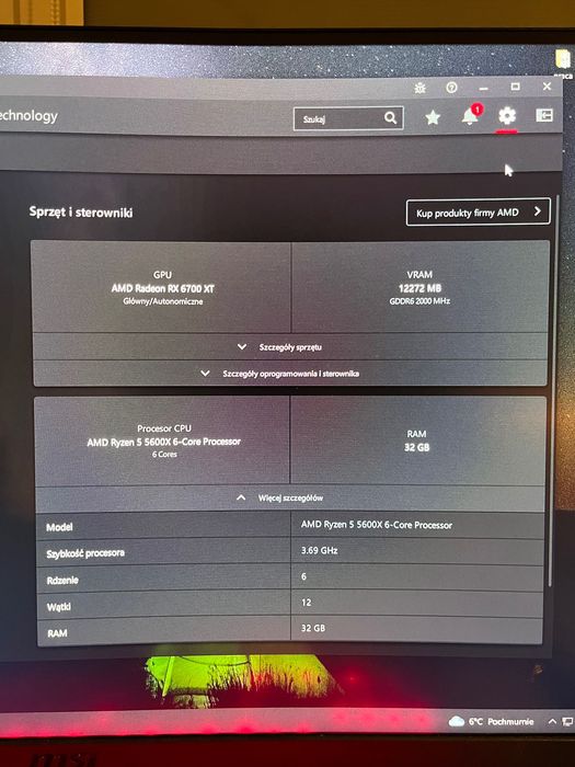 Komputer GAMINGOWY / Ryzen5600X / RX6700XT / 32GB RAM / 1,5T SSD