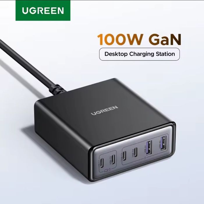 Настільний зарядний пристрій 100W UGREEN X765 6 портів GaN блок Вт