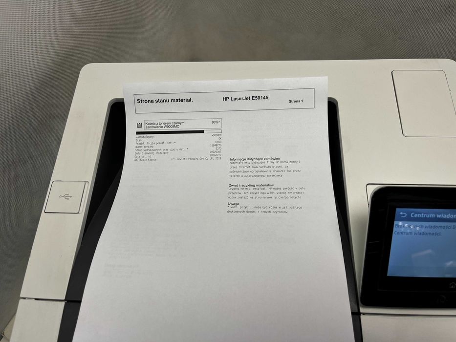 Drukarka jednofunkcyjna laserowa HP LaserJet Managed E50045 21tyś stron