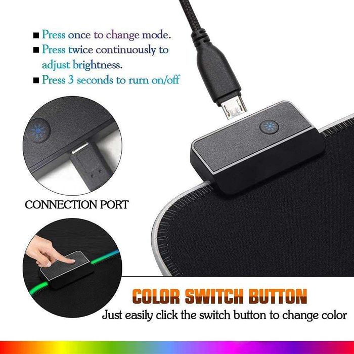 Tapeta Rato Gaming GMS-X5 RGB Gaming Mouse Pad Led RGB 80cmx30cm 4mm