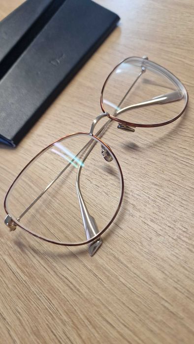 Dior duże oprawki metalowe złote okulary korekcyine -1,75