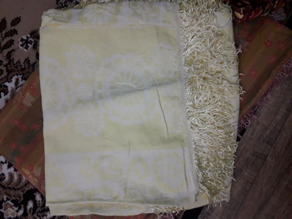 Покрывало, натуральное, лен, хлопок , 2 вида (2 шт), новые с бахромой