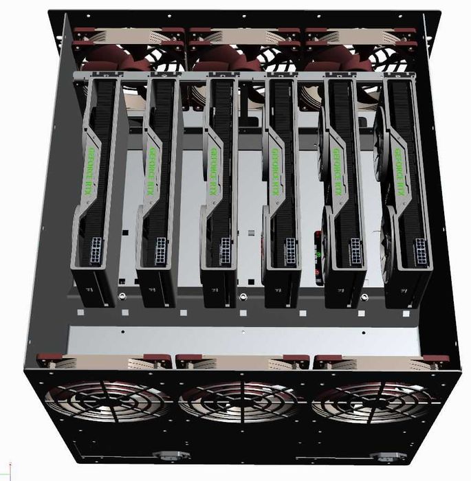 Obudowa RACK do szafy 19 cali, HOME LAB , KRYPTO , AI, 6 x GPU, 2x PSU