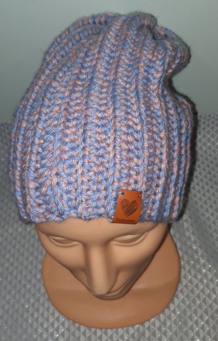 Czapka smerfetka beanie szydełko handmade