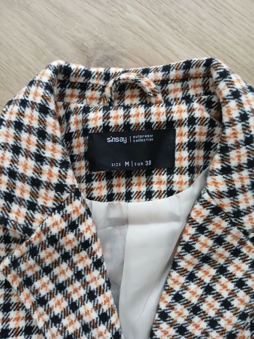 Stylowy wiosenny płaszcz w kratę kratkę Sinsay / rozmiar M / 38