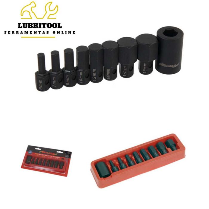 Jogo 9 Chaves Caixa Impacto Sextavada 1/2" 6-19mm CT2526 | NOVOS