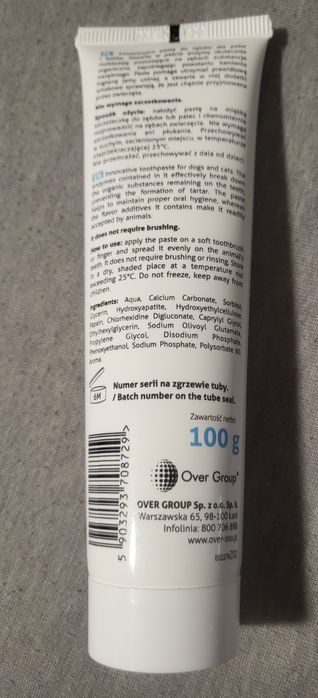 Enzymatyczna pasta do zębów o smaku kurczaka dla kota, psa. 100g