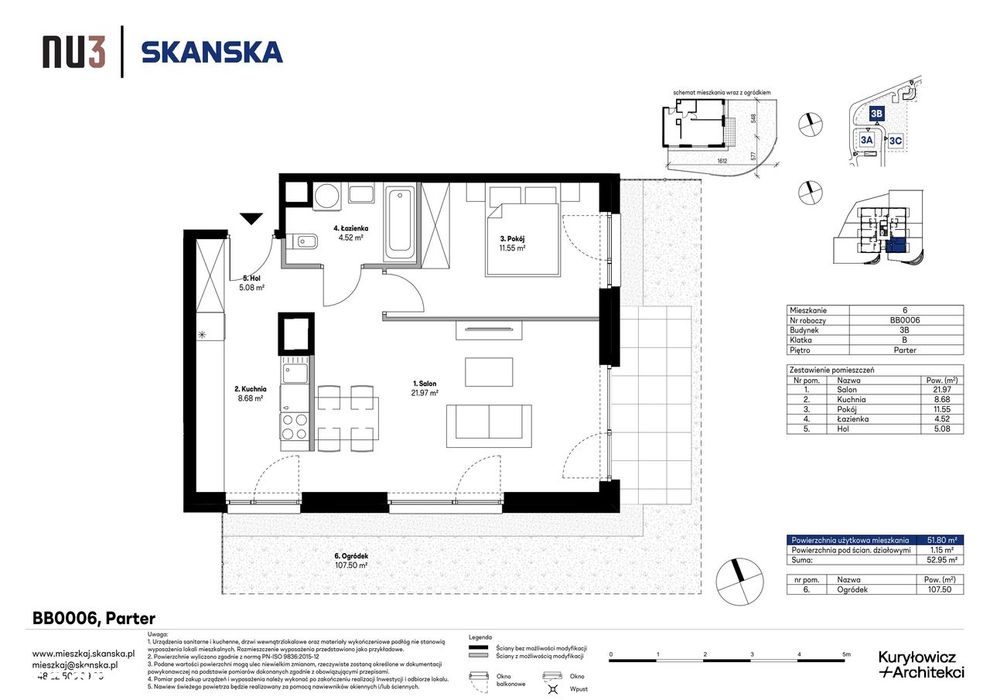 2-pokojowe mieszkanie 51m2 + ogródek Bezpośrednio