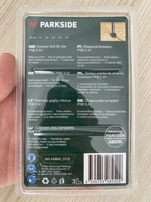 Набір свердел по дереву Форстнера Parkside PSB 3 A1