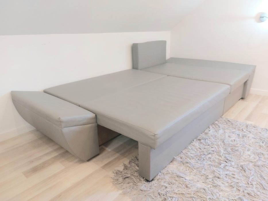 -50% Piękny Narożnik w SUPER cenie sofa z funkcją spania eko SKÓRA