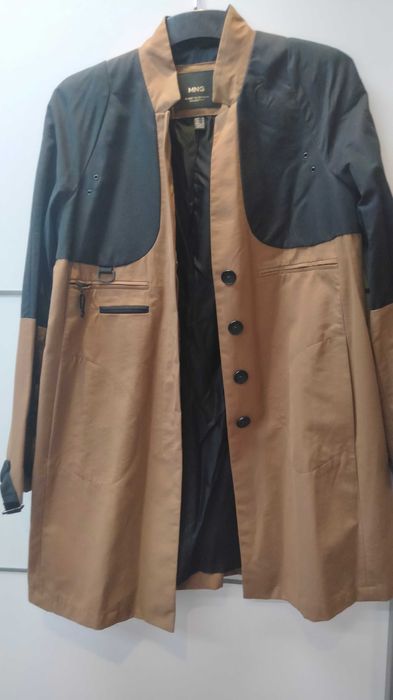 Jaqueta comprida mango algodao, blazer e trench